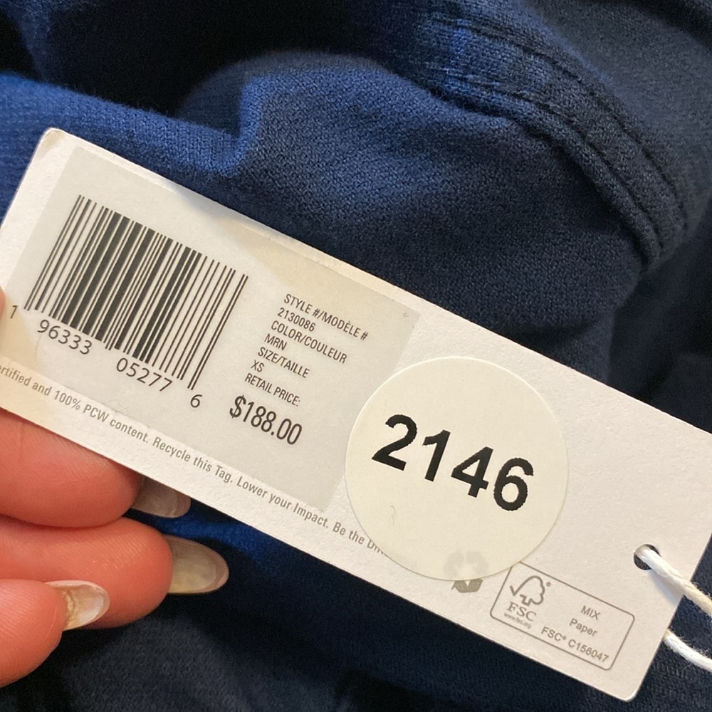 NWT OUTERKNOWN Navy Cordouroy S.E.A. Long Sleeve Jumpsuit, size X- Small - Picture 9 of 15